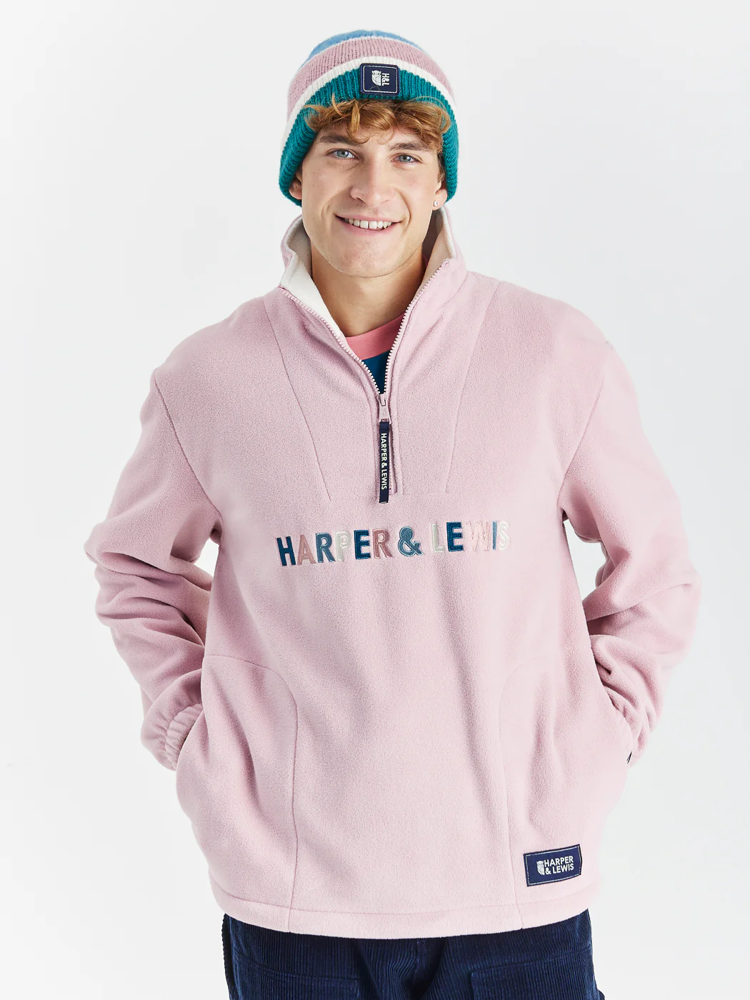 Eirwen 1/4 Zip Fleece Dusty Pink - Harper & Lewis