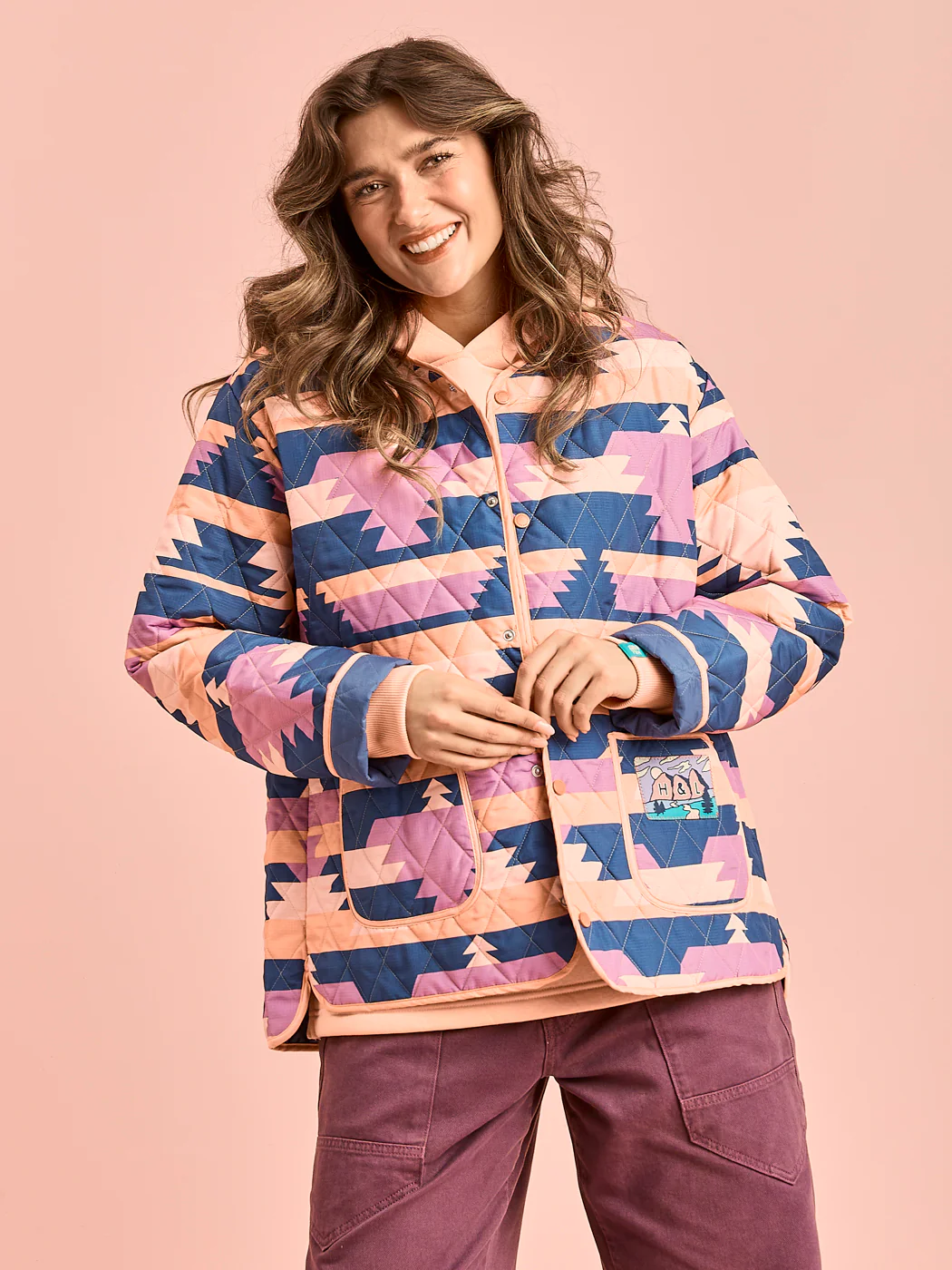 Zinnia Retro Pattern Quilted Jacket - Harper & Lewis