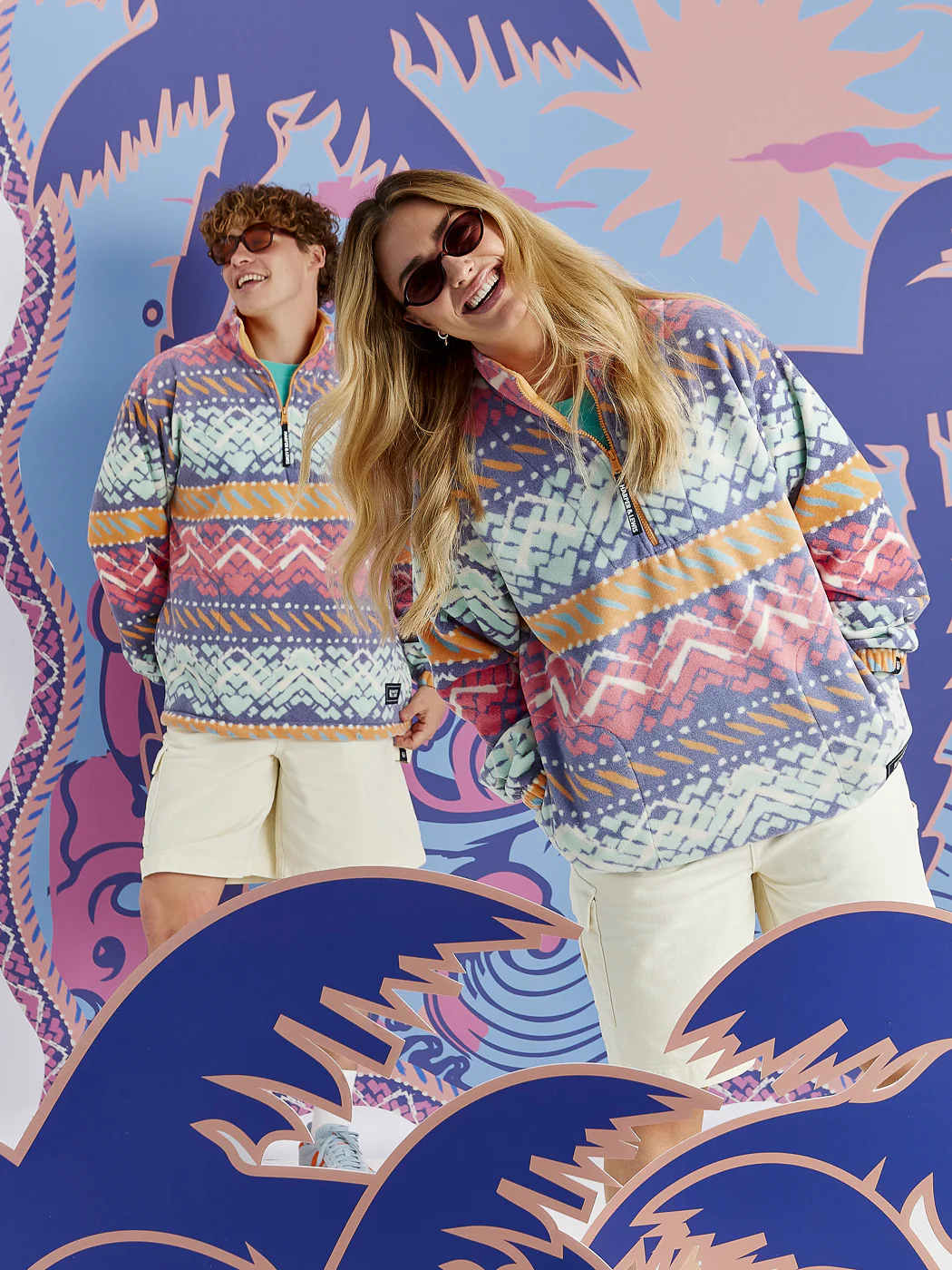 Raver Retro Pattern 1/4 Zip Fleece - Harper & Lewis