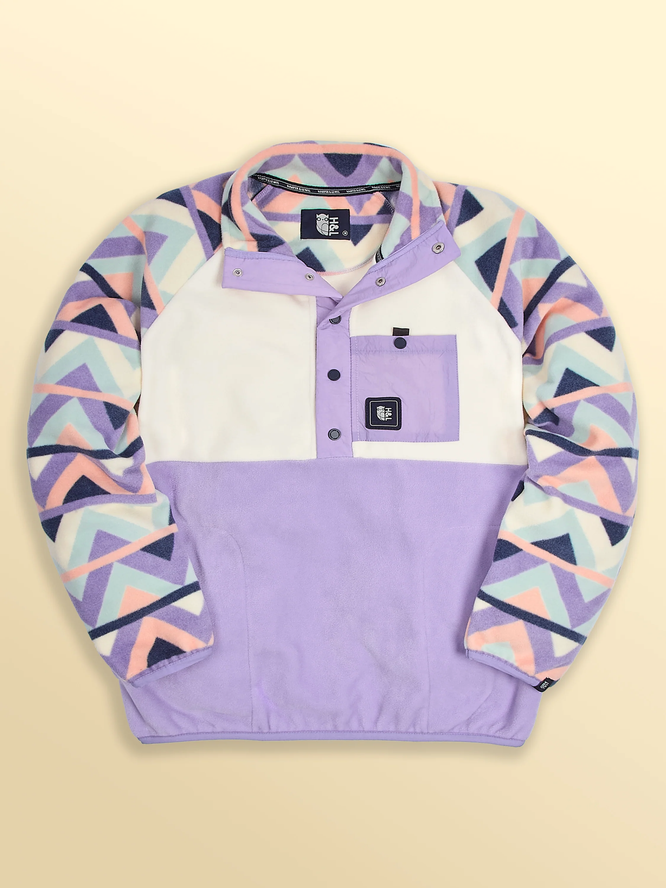 Sutton Retro Pattern Popper Neck Fleece - Harper & Lewis