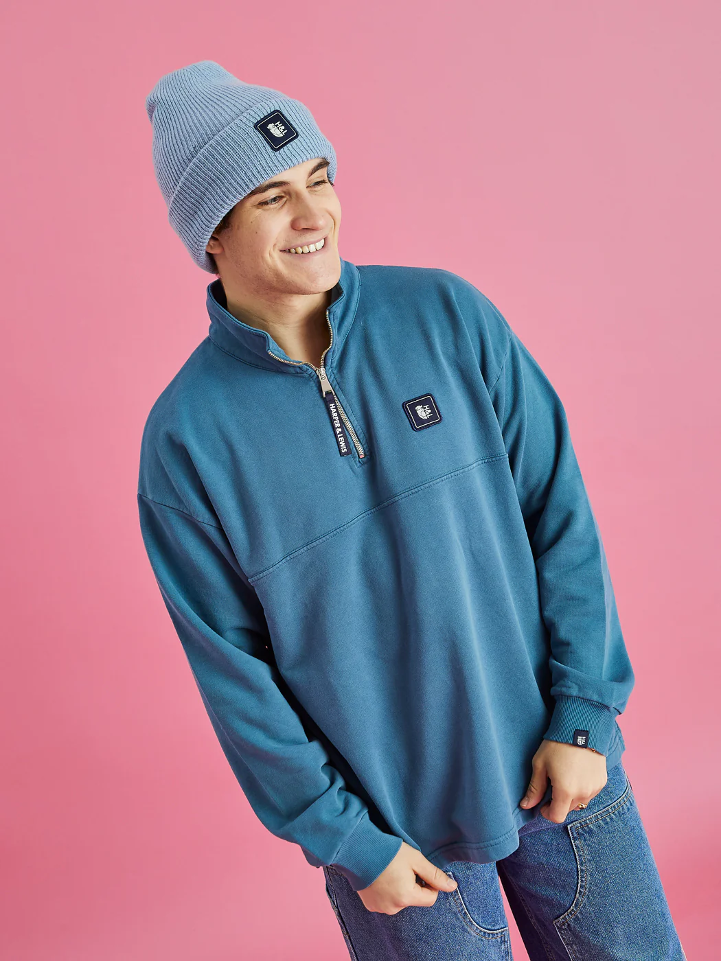 Lumi 1/4 Zip Oversized Sweater Petrol - Harper & Lewis