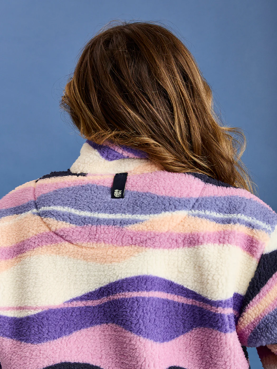 Lana Retro Pattern Cropped Sherpa Fleece Jacket - Harper & Lewis