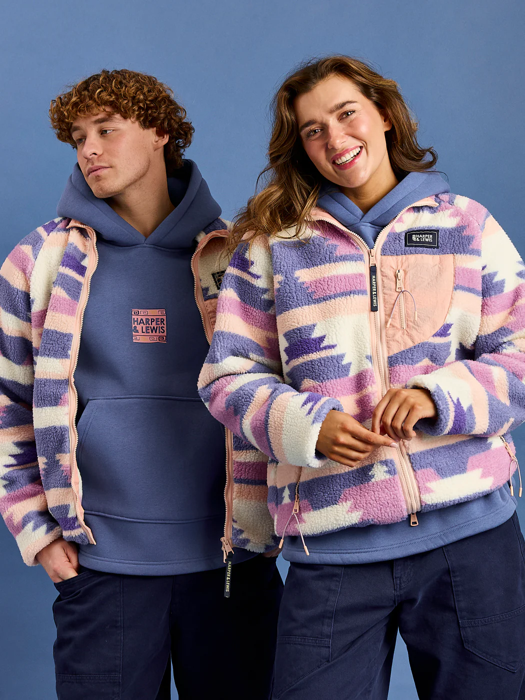 Finn Retro Pattern Full Zip Sherpa Fleece - Harper & Lewis
