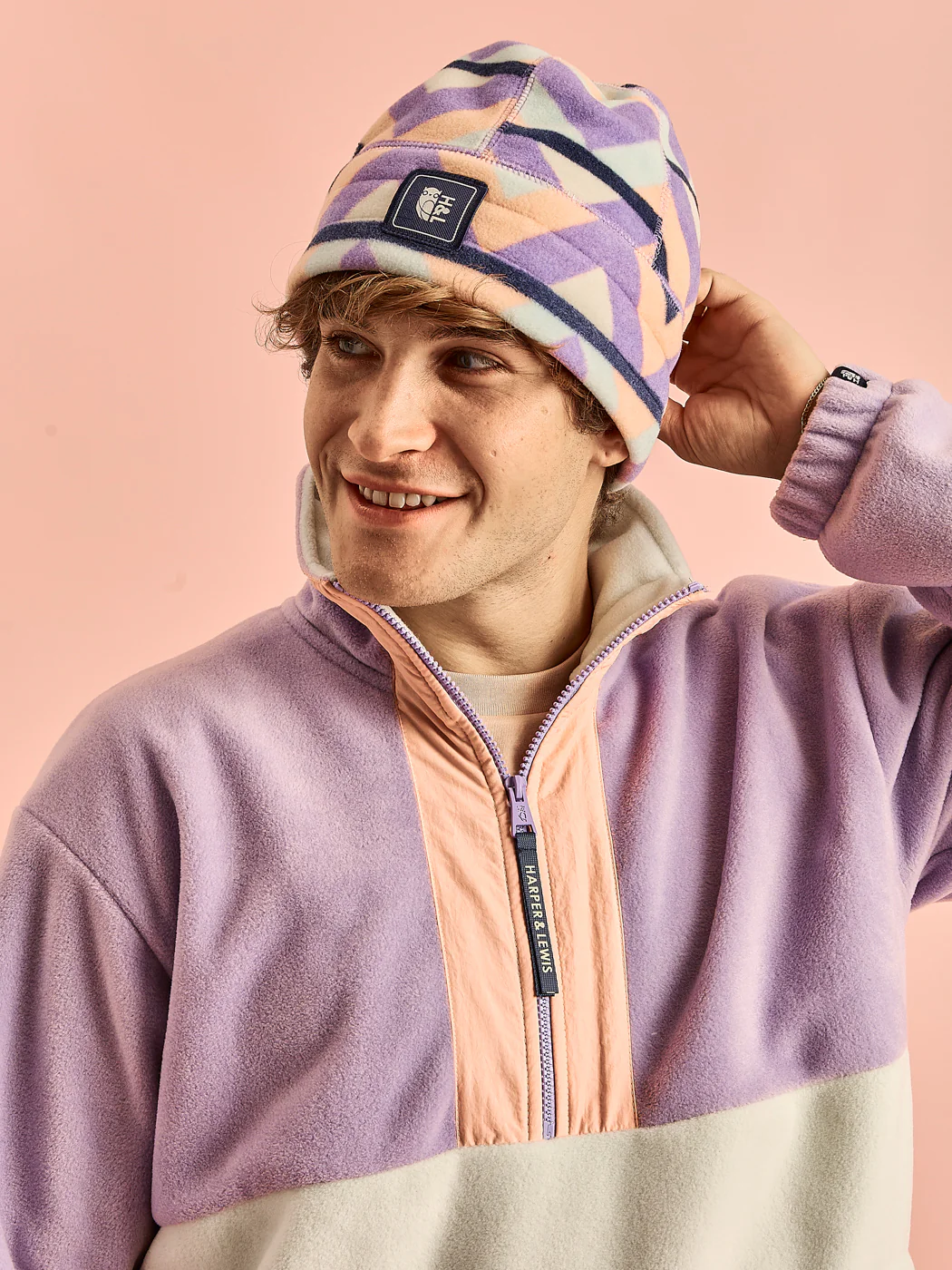 Tallow Retro Pattern Fleece Beanie - Harper & Lewis