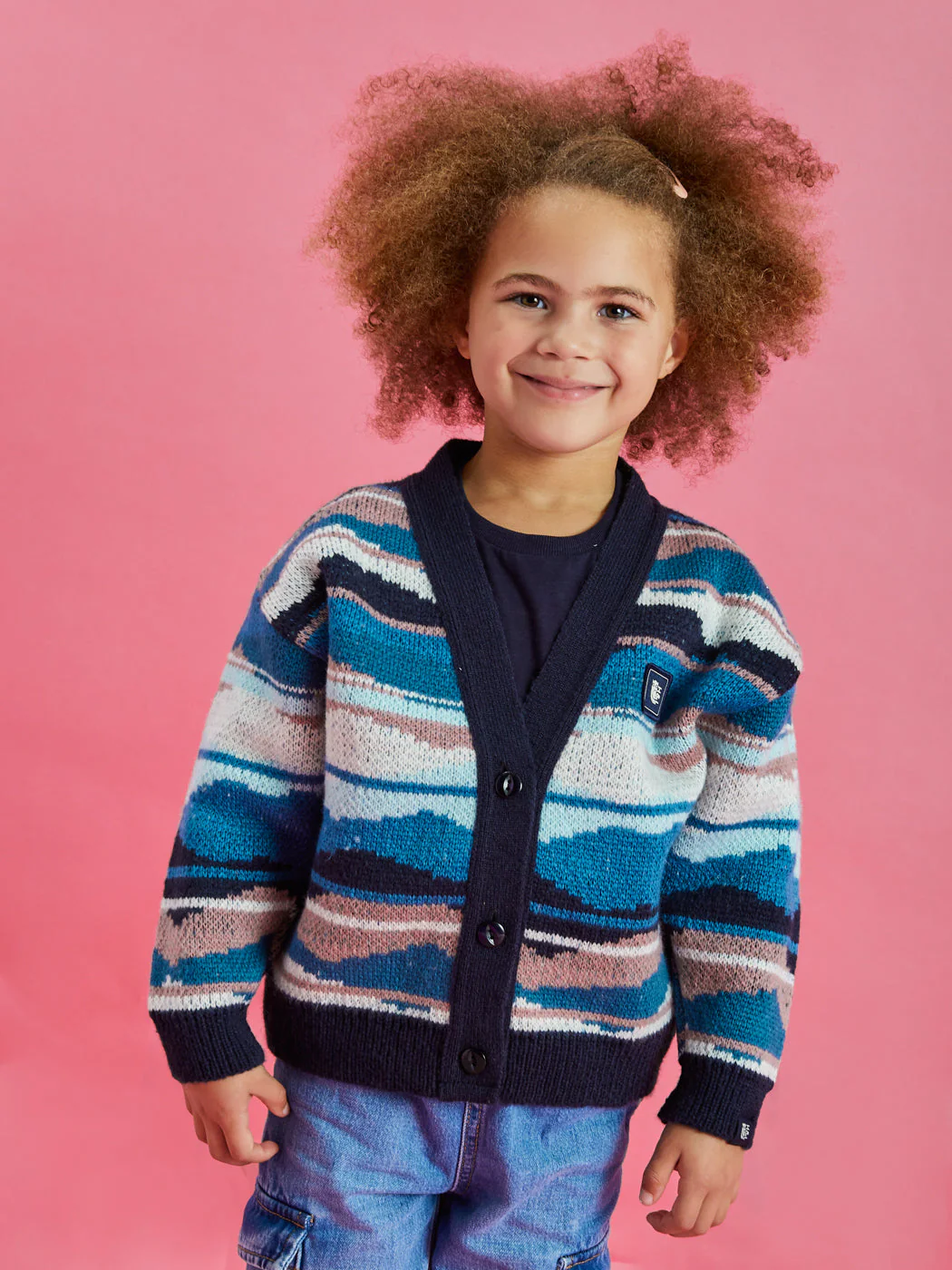 Kids Blythe Retro Pattern Knitted Cardigan - Harper & Lewis