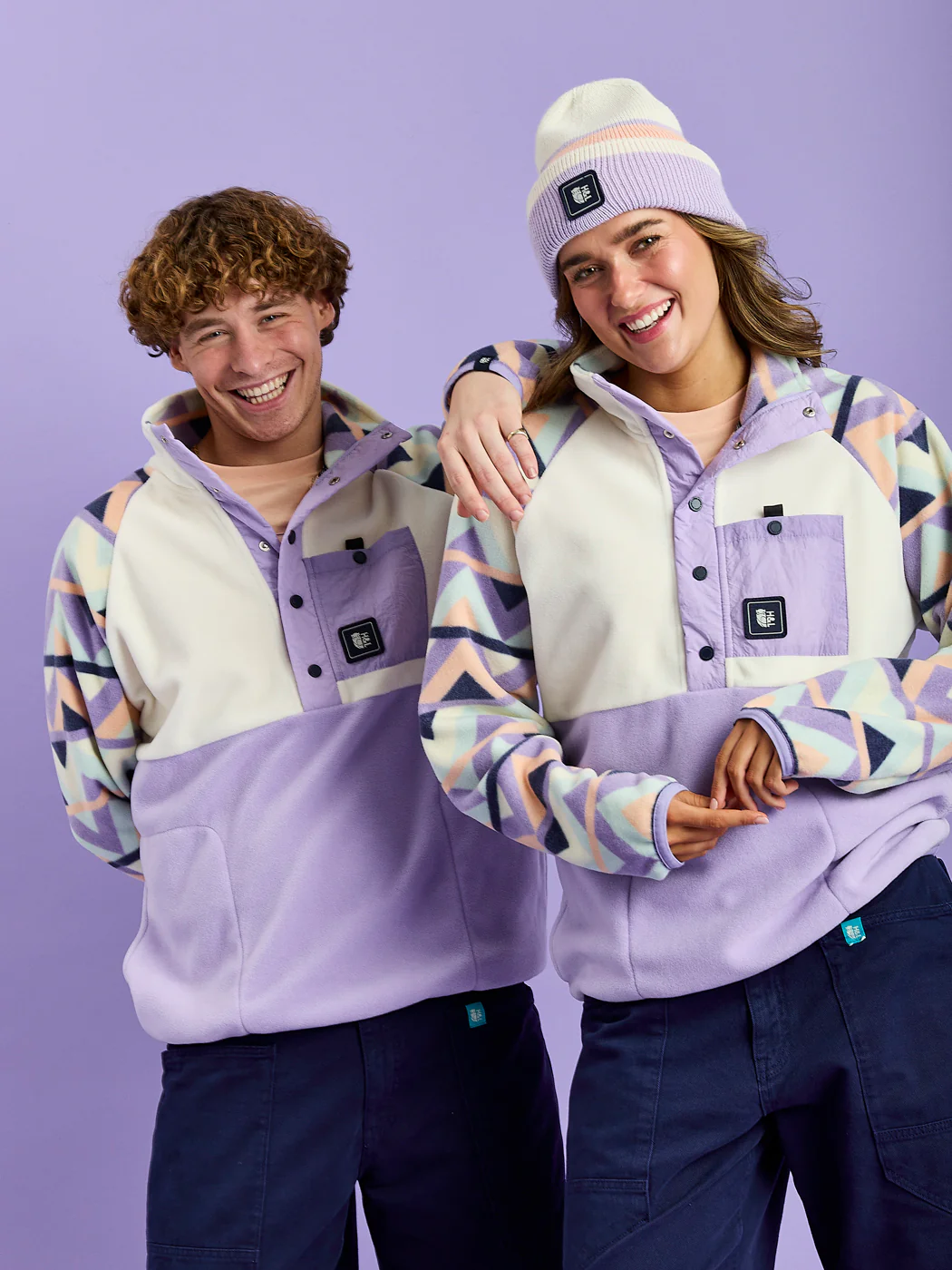 Sutton Retro Pattern Popper Neck Fleece - Harper & Lewis