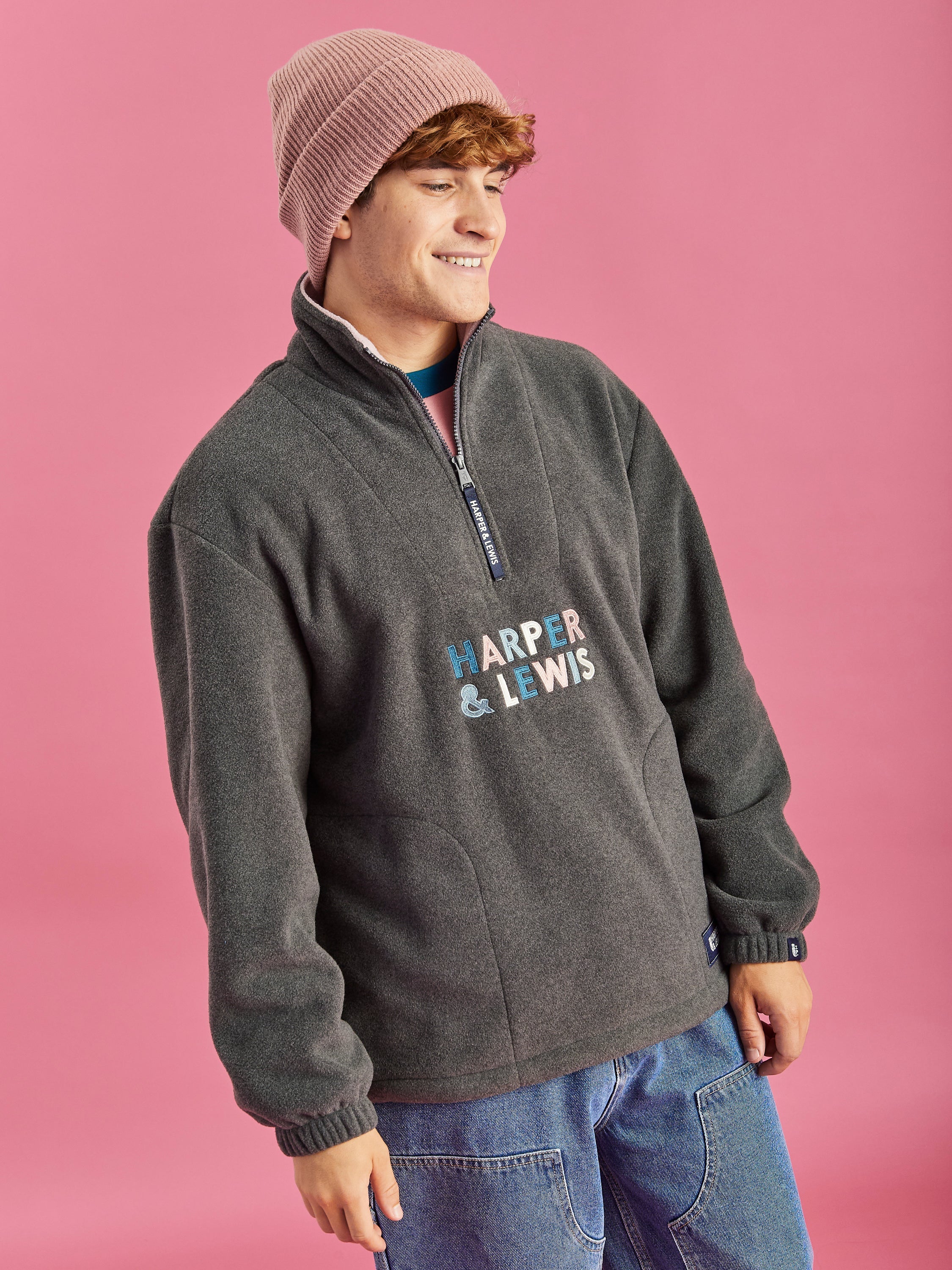 Kelsey 1/4 Zip Fleece Grey - Harper & Lewis