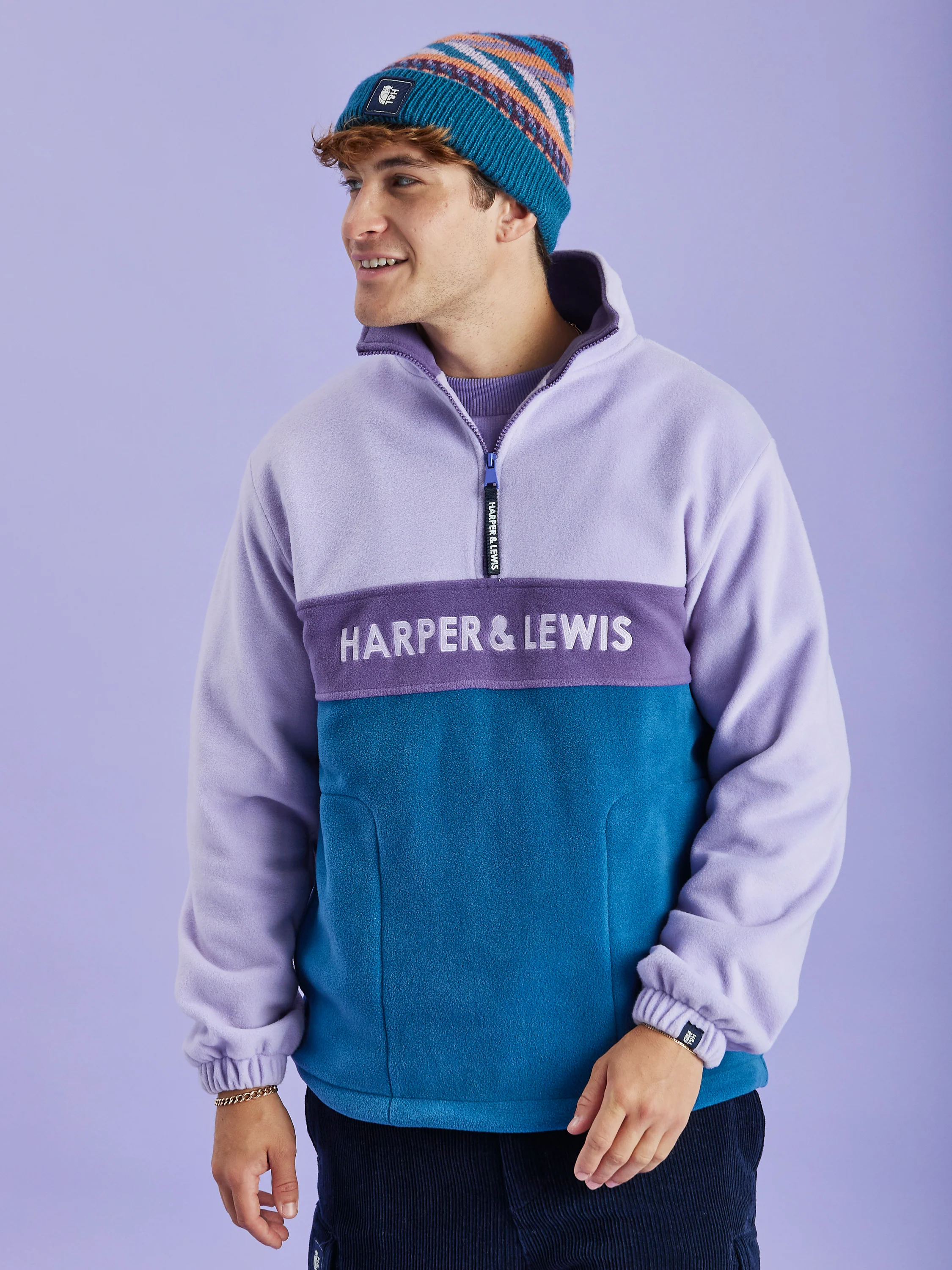 Mellow 1/4 Zip Fleece Lavender & Deep Purple - Harper & Lewis