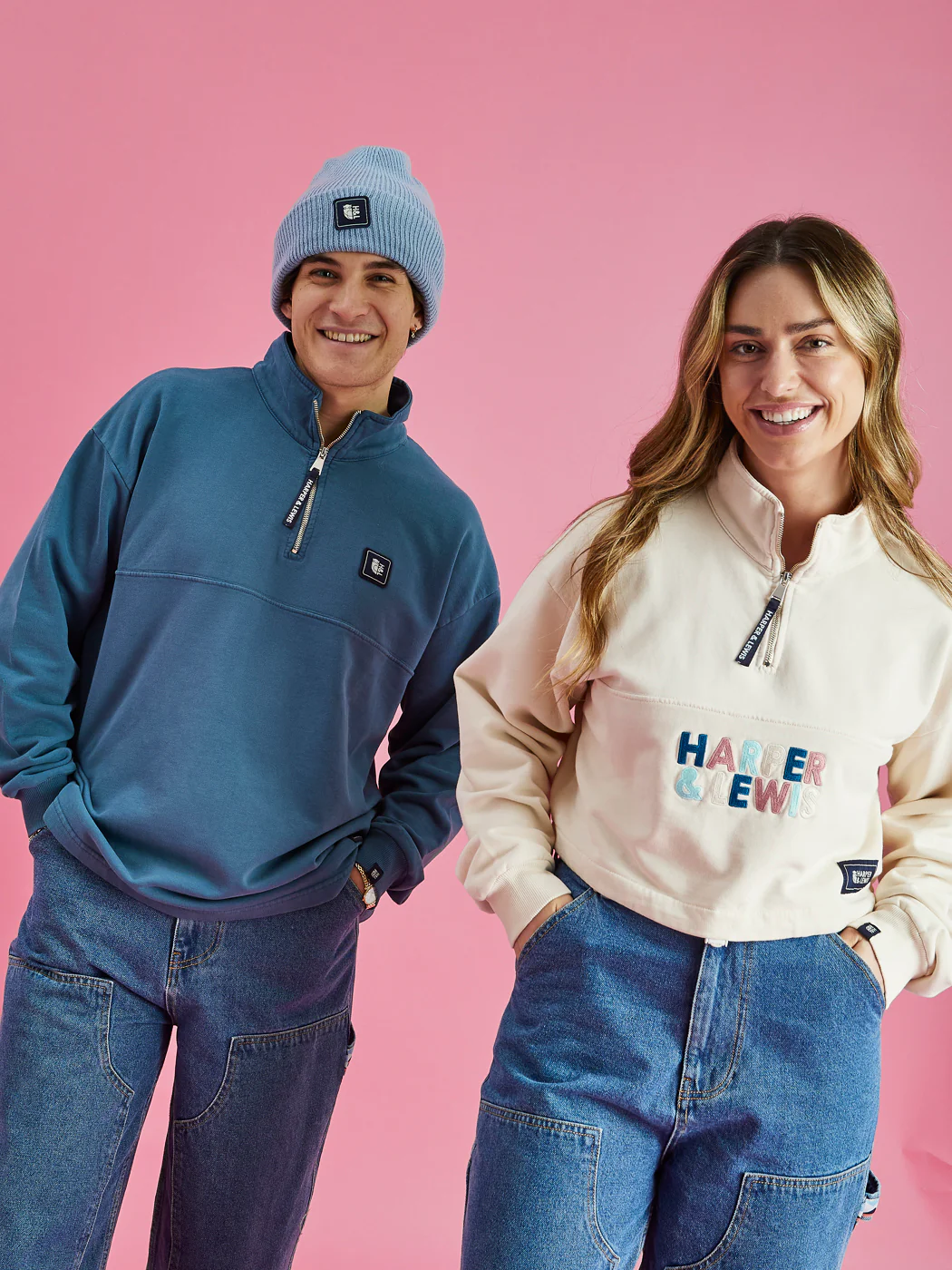 Kelsey Cropped 1/4 Zip Sweater Cream - Harper & Lewis