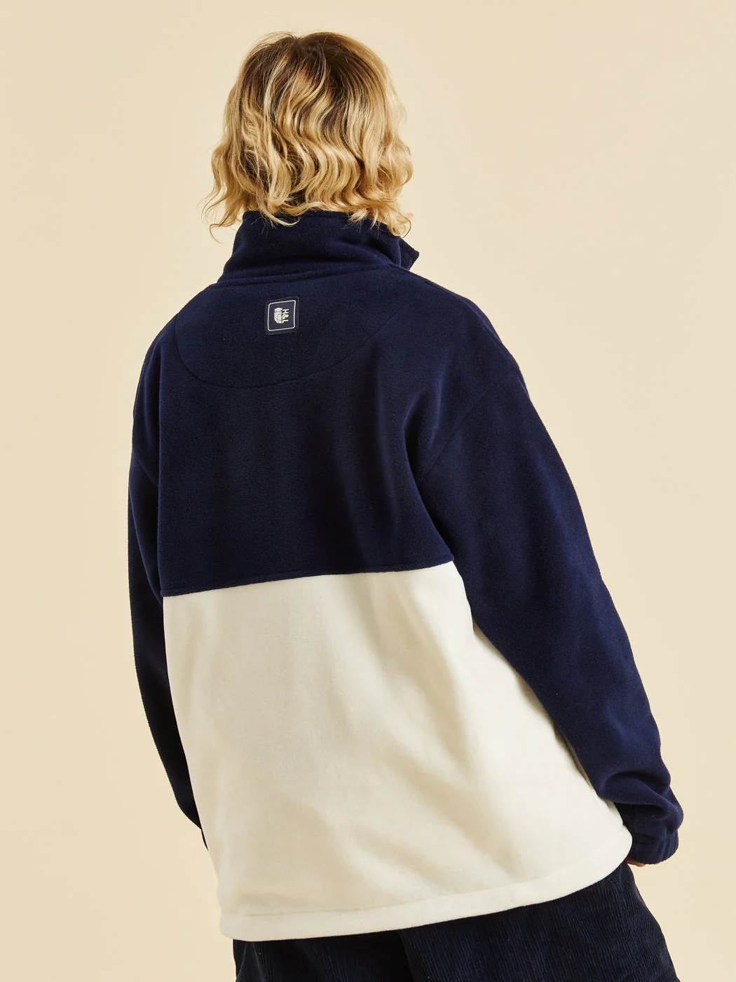 Mellow 1/4 Zip Fleece Navy & Cream - Harper & Lewis