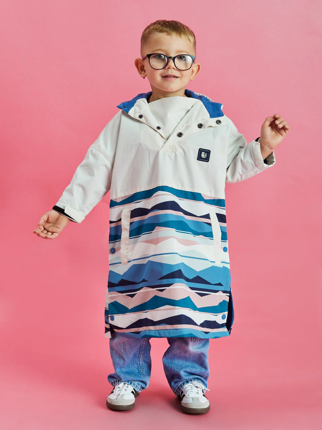 Kids Alva Retro Pattern Poncho - Harper & Lewis