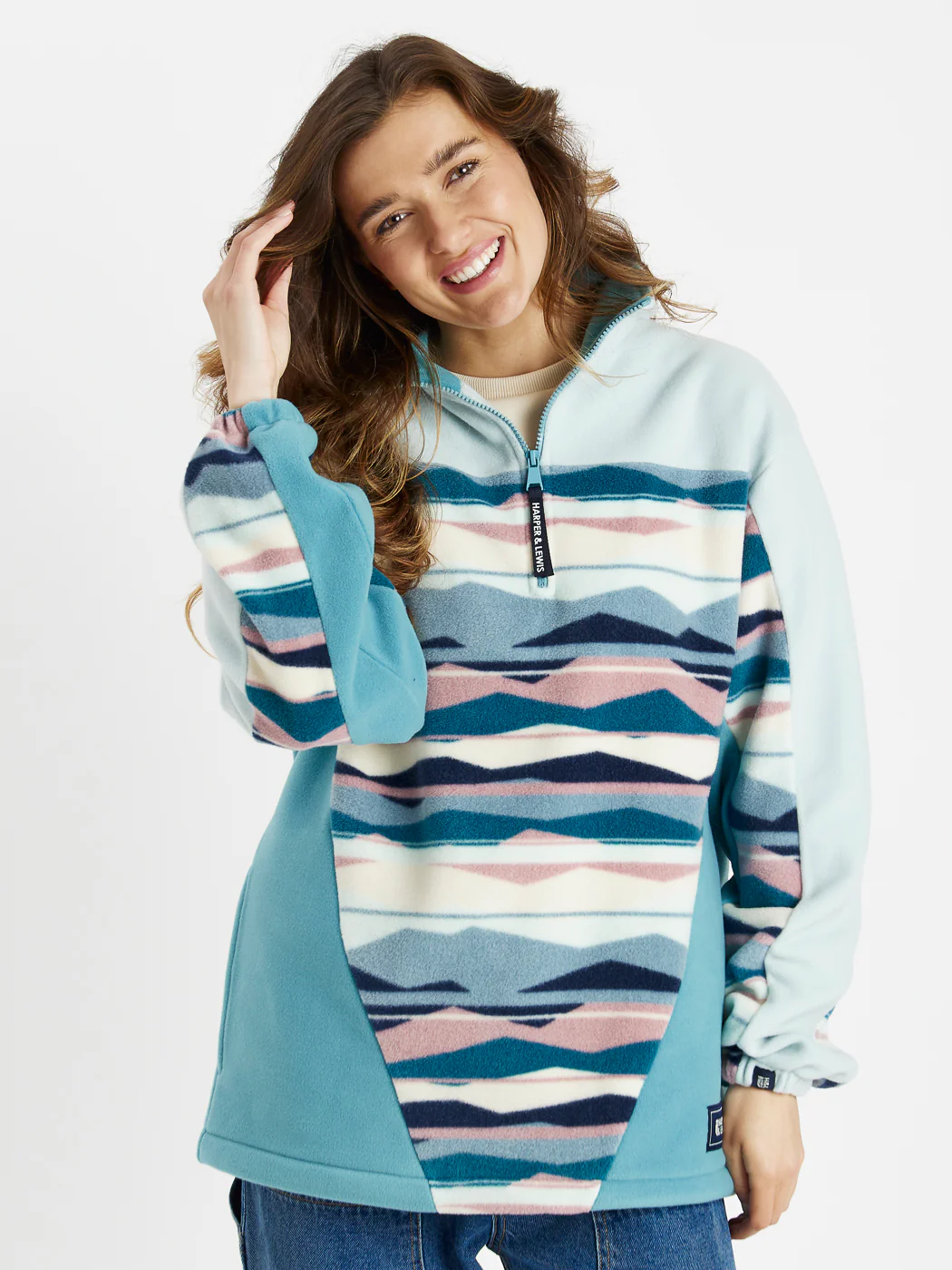 Skyler Retro Pattern 1/4 Zip Fleece - Harper & Lewis