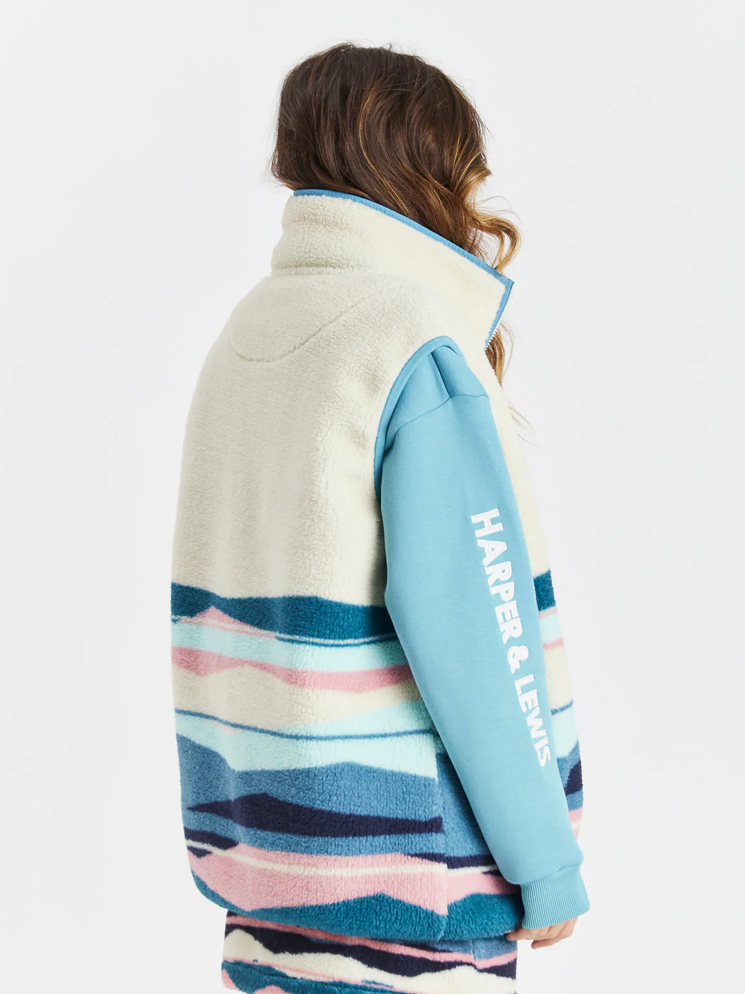 Emery Retro Pattern Sherpa Fleece Gilet - Harper & Lewis