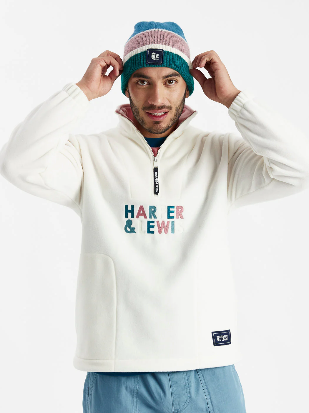 Blanche 1/4 Zip Fleece Cream - Harper & Lewis