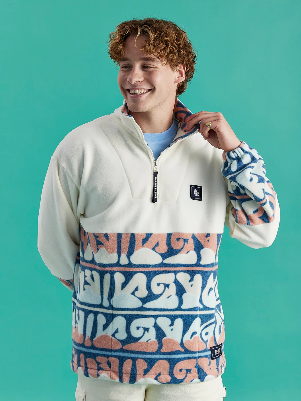 Bronte Retro Pattern 1/4 Zip Fleece - Harper & Lewis