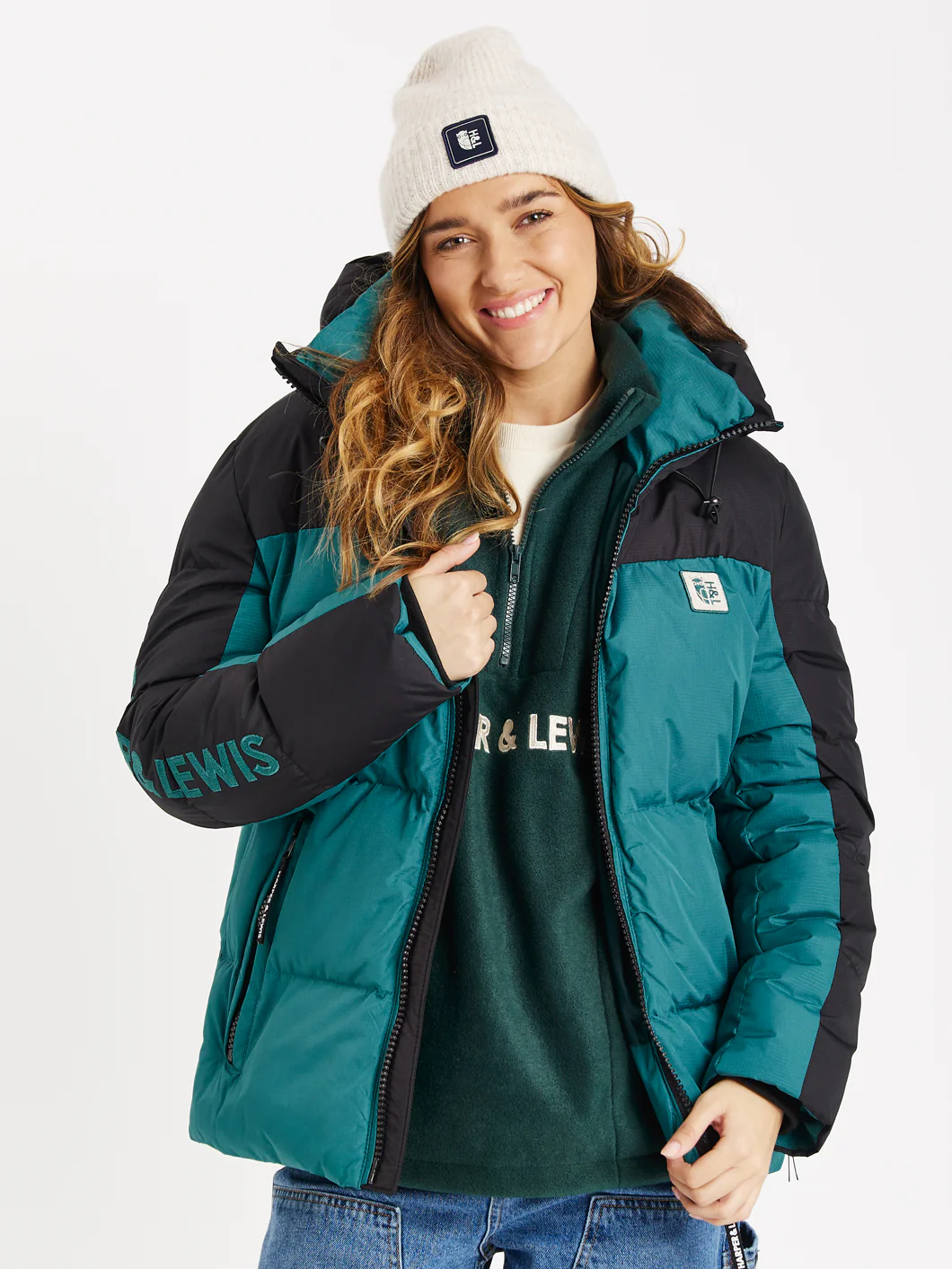 Soll Hooded Puffer Coat Black & Green - Harper & Lewis