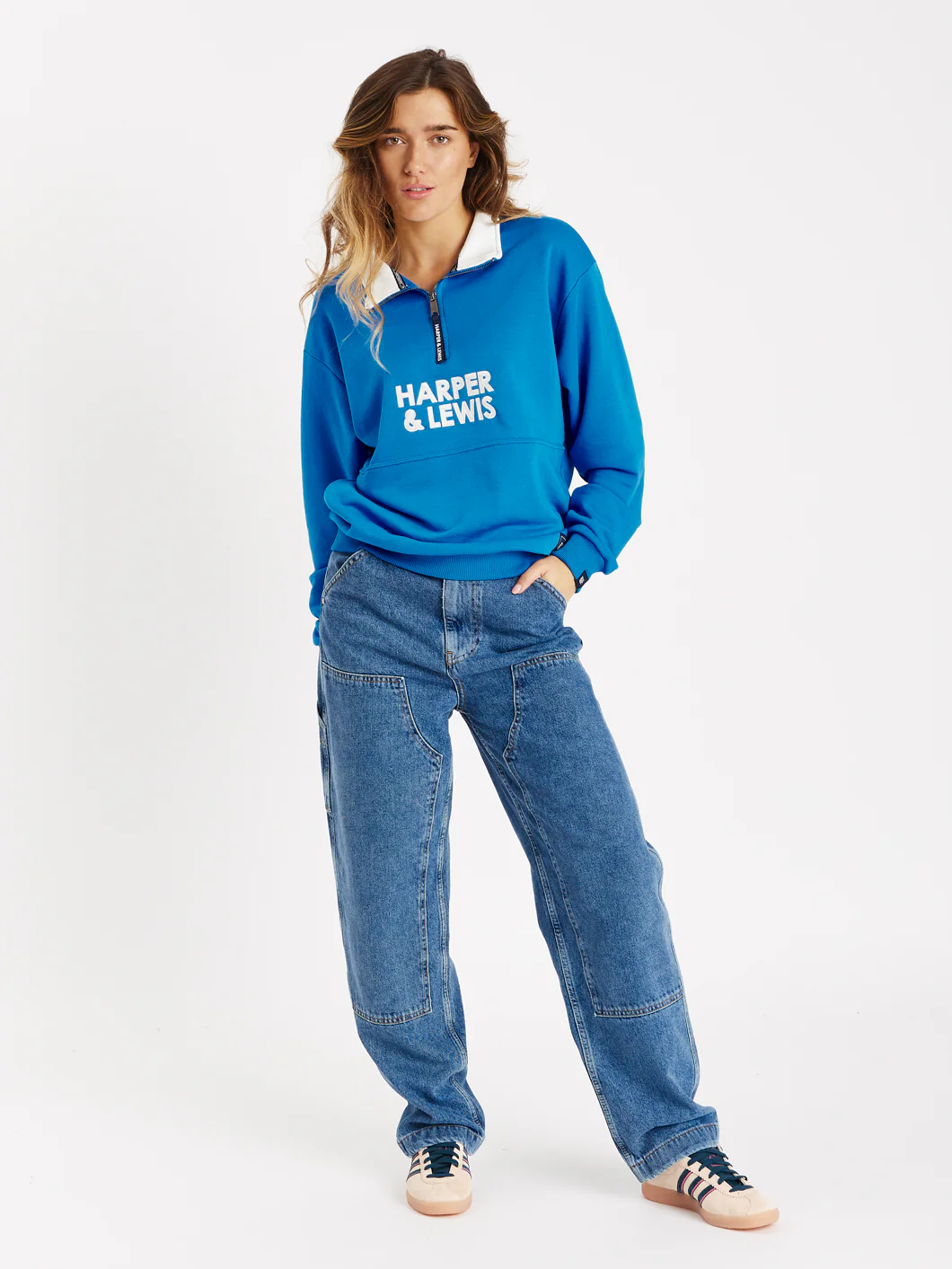 Sweet Pea 1/4 Zip Sweater Royal Blue - Harper & Lewis