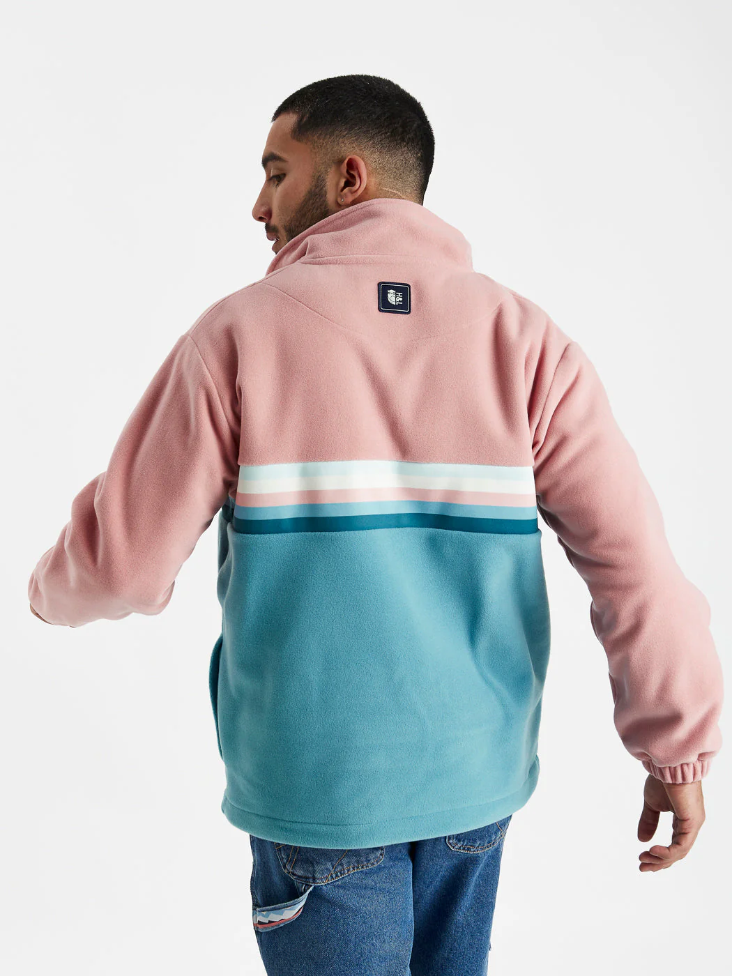 One Eighty 1/4 Zip Fleece Dusty Pink & Steel Blue - Harper & Lewis