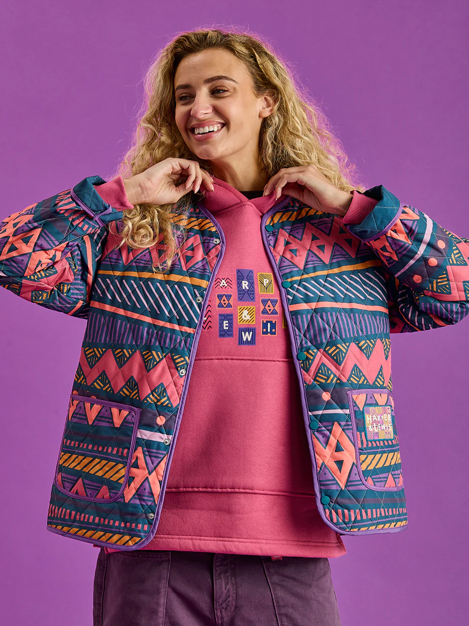 Zinnia Retro Pattern Quilted Jacket - Harper & Lewis