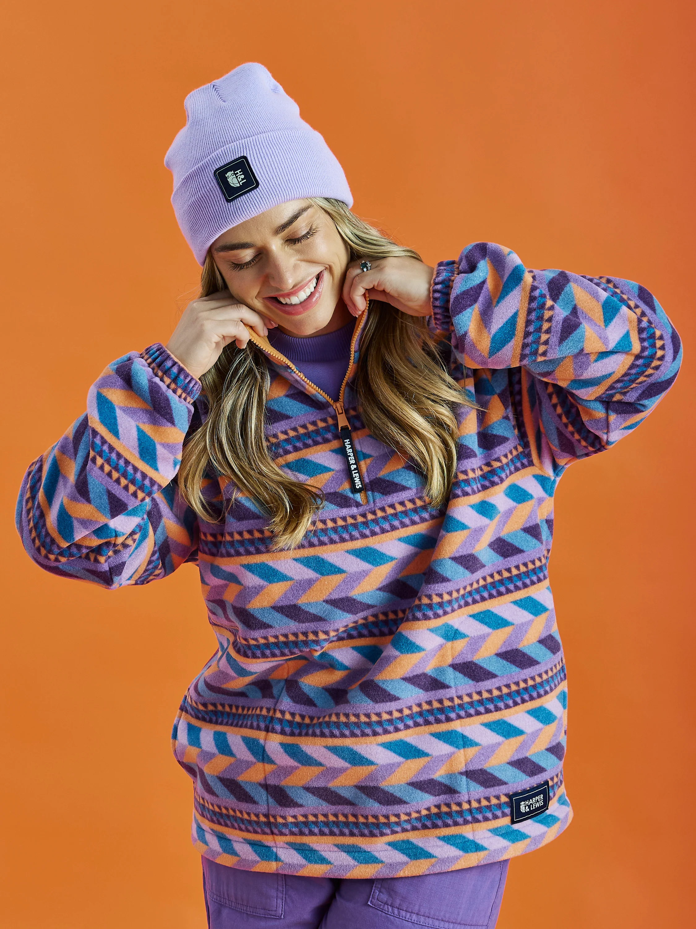 Raine Retro Pattern 1/4 Zip Fleece - Harper & Lewis