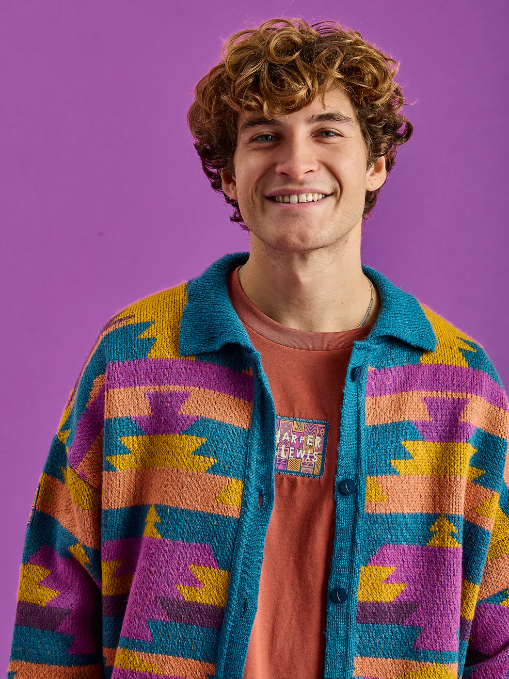 Colby Retro Pattern Knitted Cardigan - Harper & Lewis