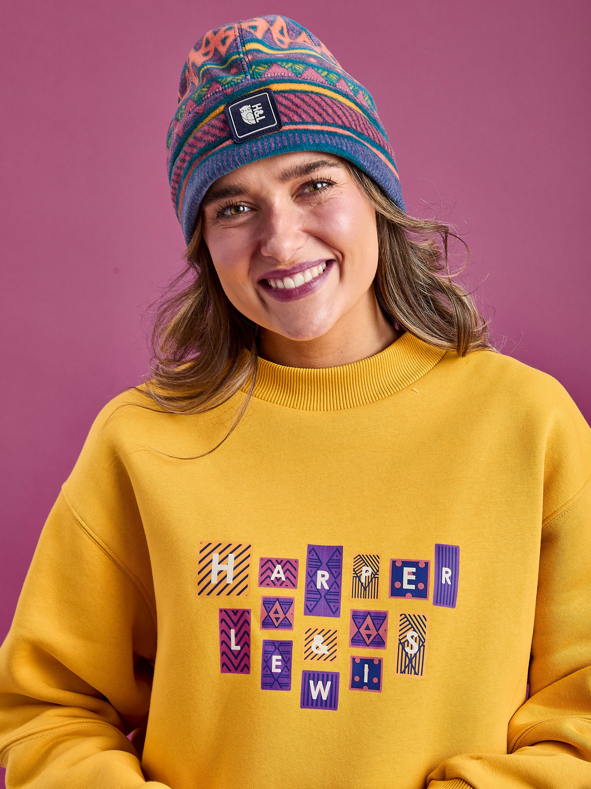 Tallow Retro Pattern Fleece Beanie - Harper & Lewis