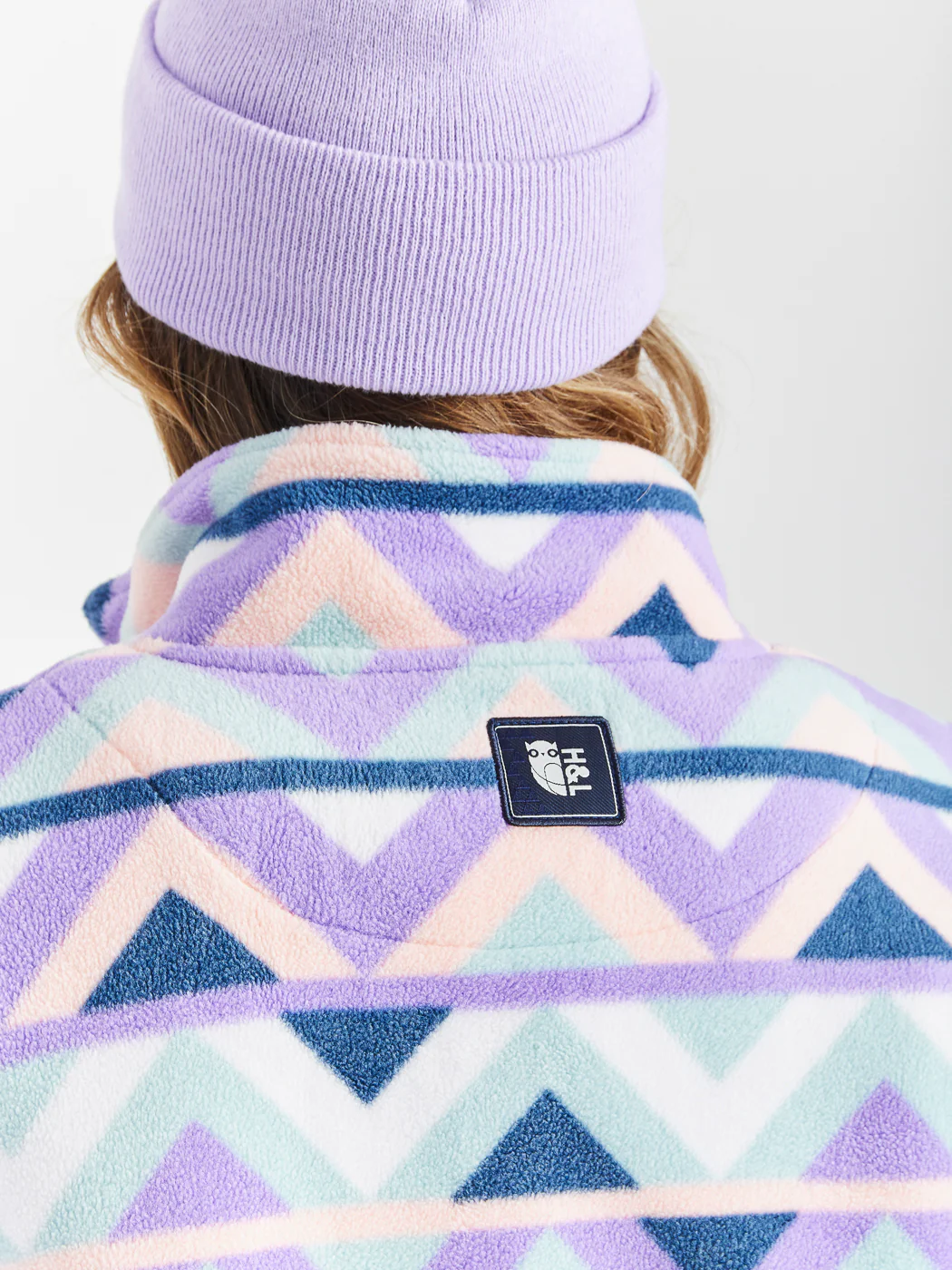 Raver Retro Pattern 1/4 Zip Fleece Cream & Navy - Harper & Lewis
