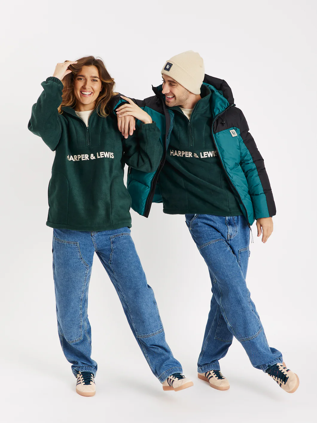 Soll Hooded Puffer Coat Black & Green - Harper & Lewis