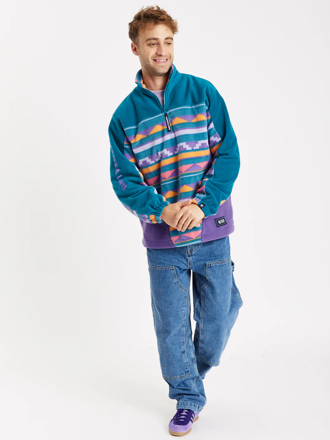 Abelia Retro Pattern 1/4 Zip Fleece - Harper & Lewis