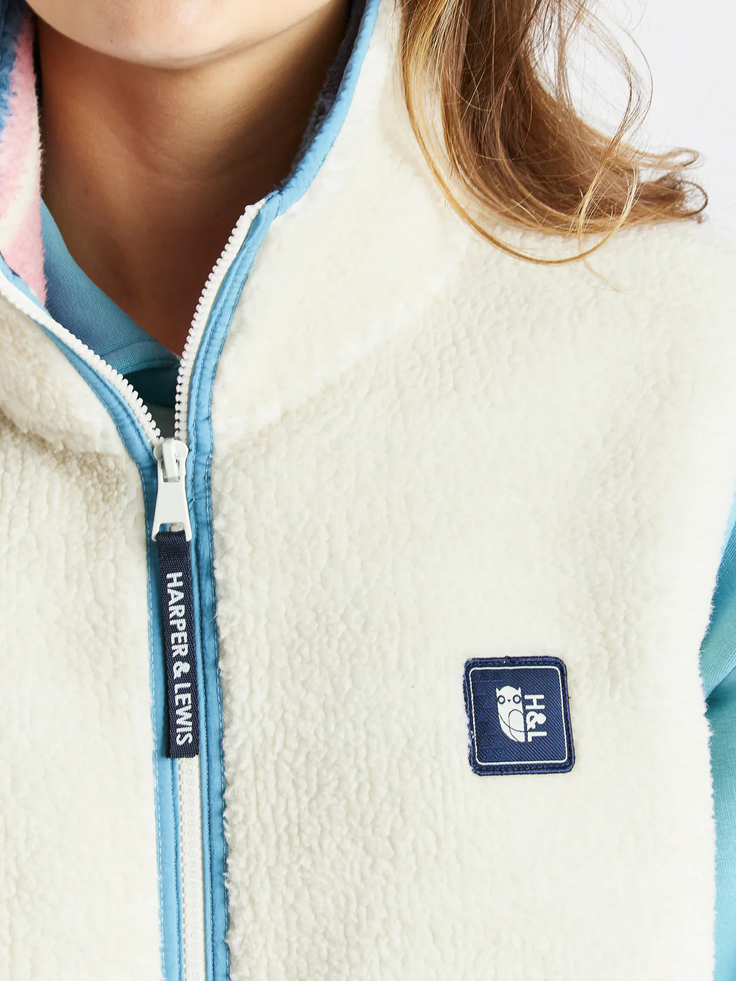 Emery Retro Pattern Sherpa Fleece Gilet - Harper & Lewis