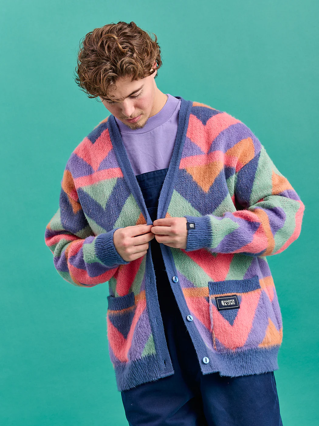 Janara Retro Pattern Brushed Knitted Cardigan - Harper & Lewis