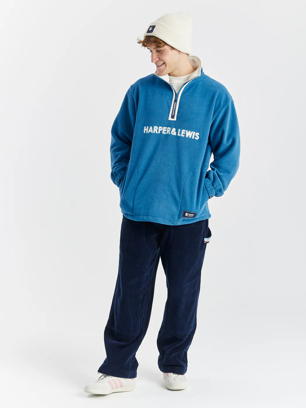 Ocean 1/4 Zip Fleece Petrol - Harper & Lewis