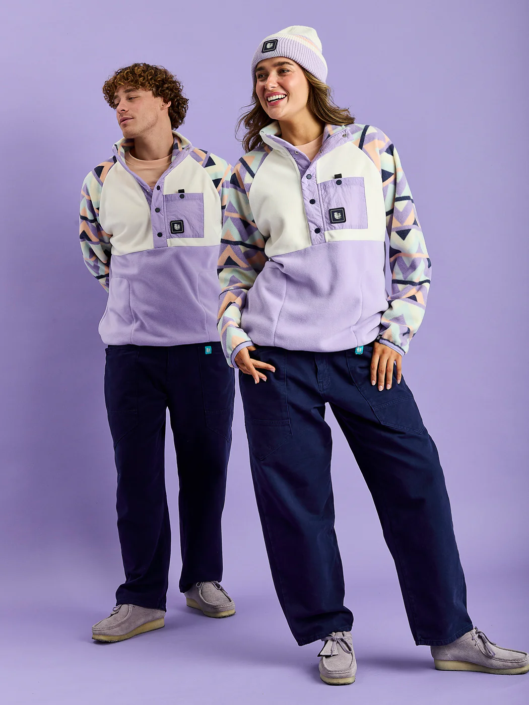 Sutton Retro Pattern Popper Neck Fleece - Harper & Lewis