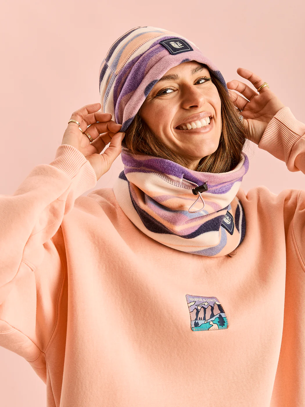 Tallow Retro Pattern Fleece Snood - Harper & Lewis