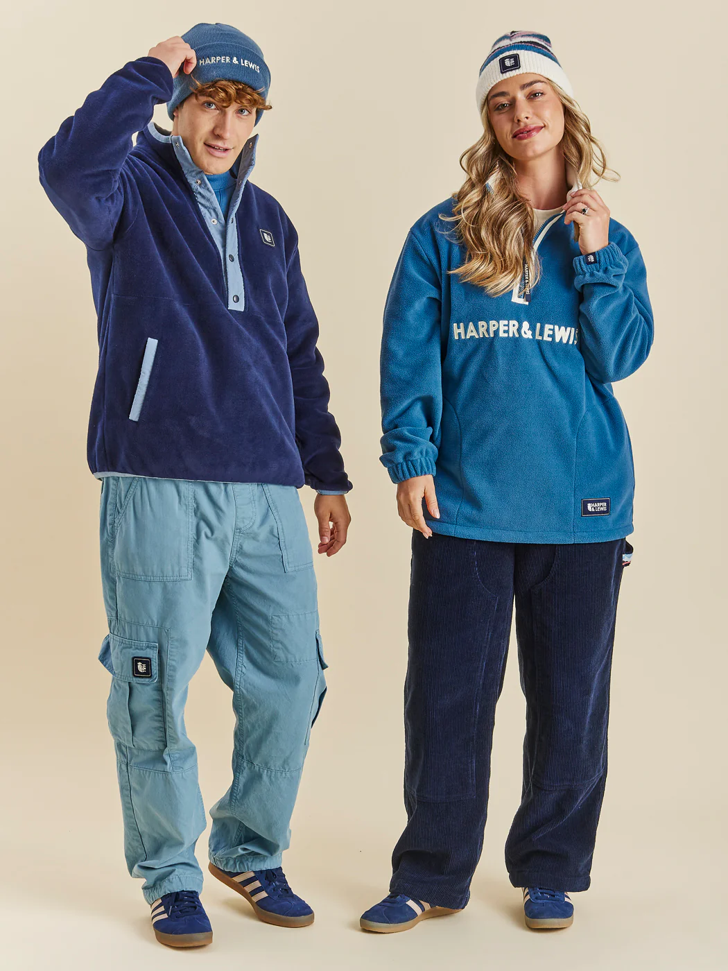 Peyton Popper Neck Fleece Navy - Harper & Lewis