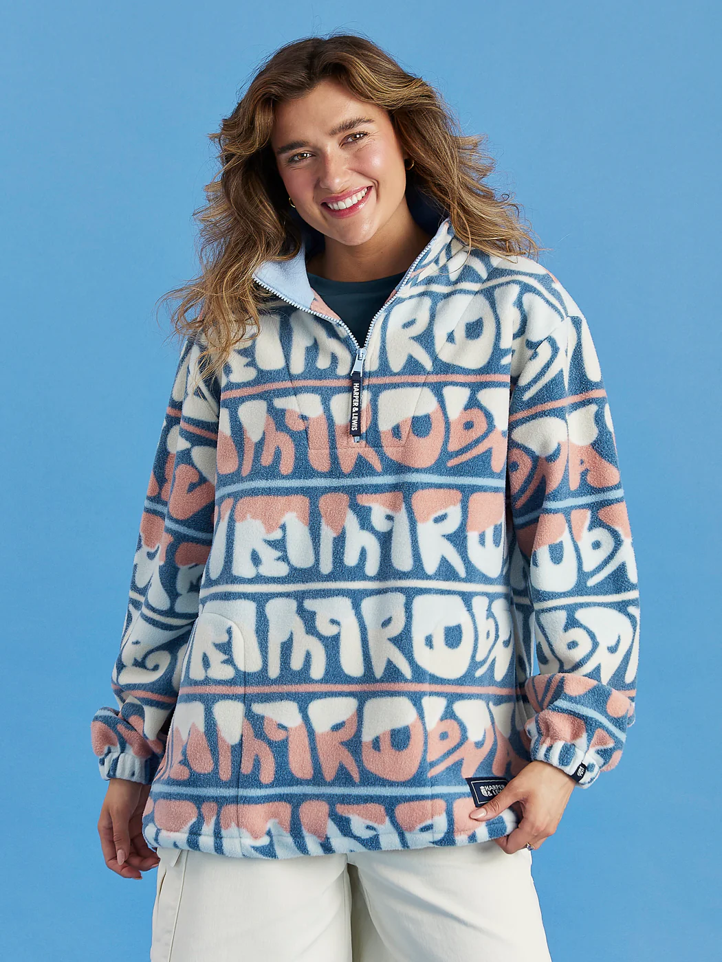 Raver Retro Pattern 1/4 Zip Fleece - Harper & Lewis