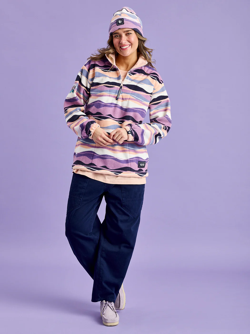 Raver Retro Pattern 1/4 Zip Fleece - Harper & Lewis