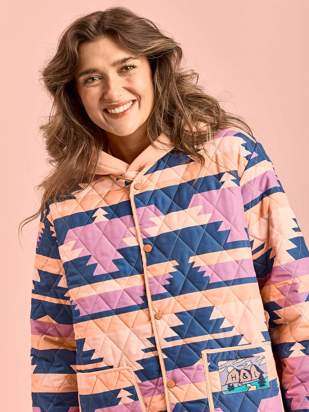 Zinnia Retro Pattern Quilted Jacket - Harper & Lewis