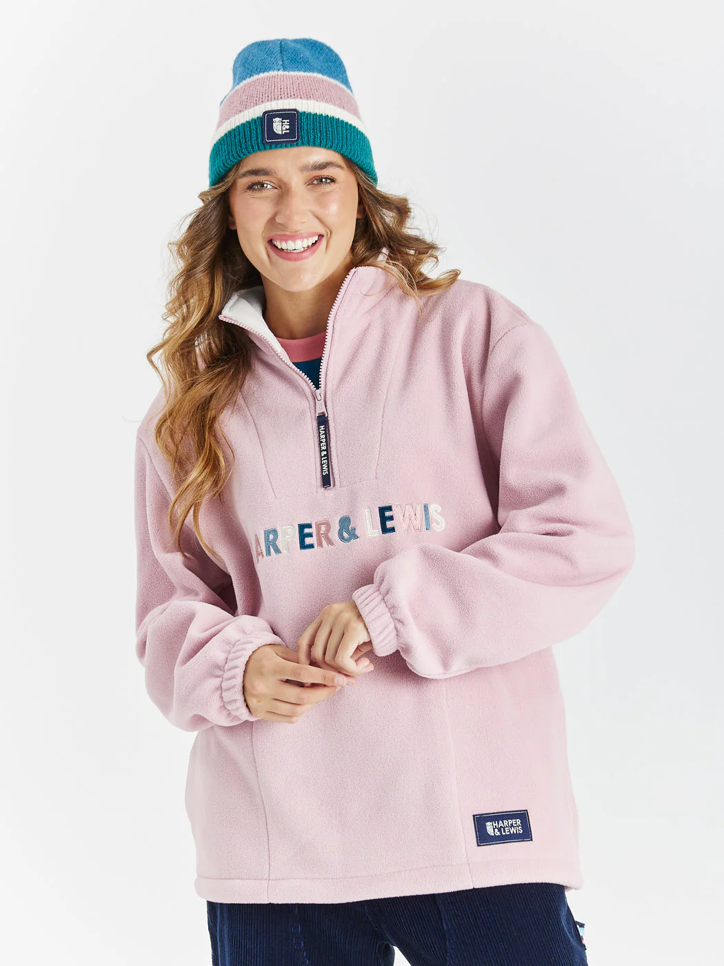 Eirwen 1/4 Zip Fleece Dusty Pink - Harper & Lewis