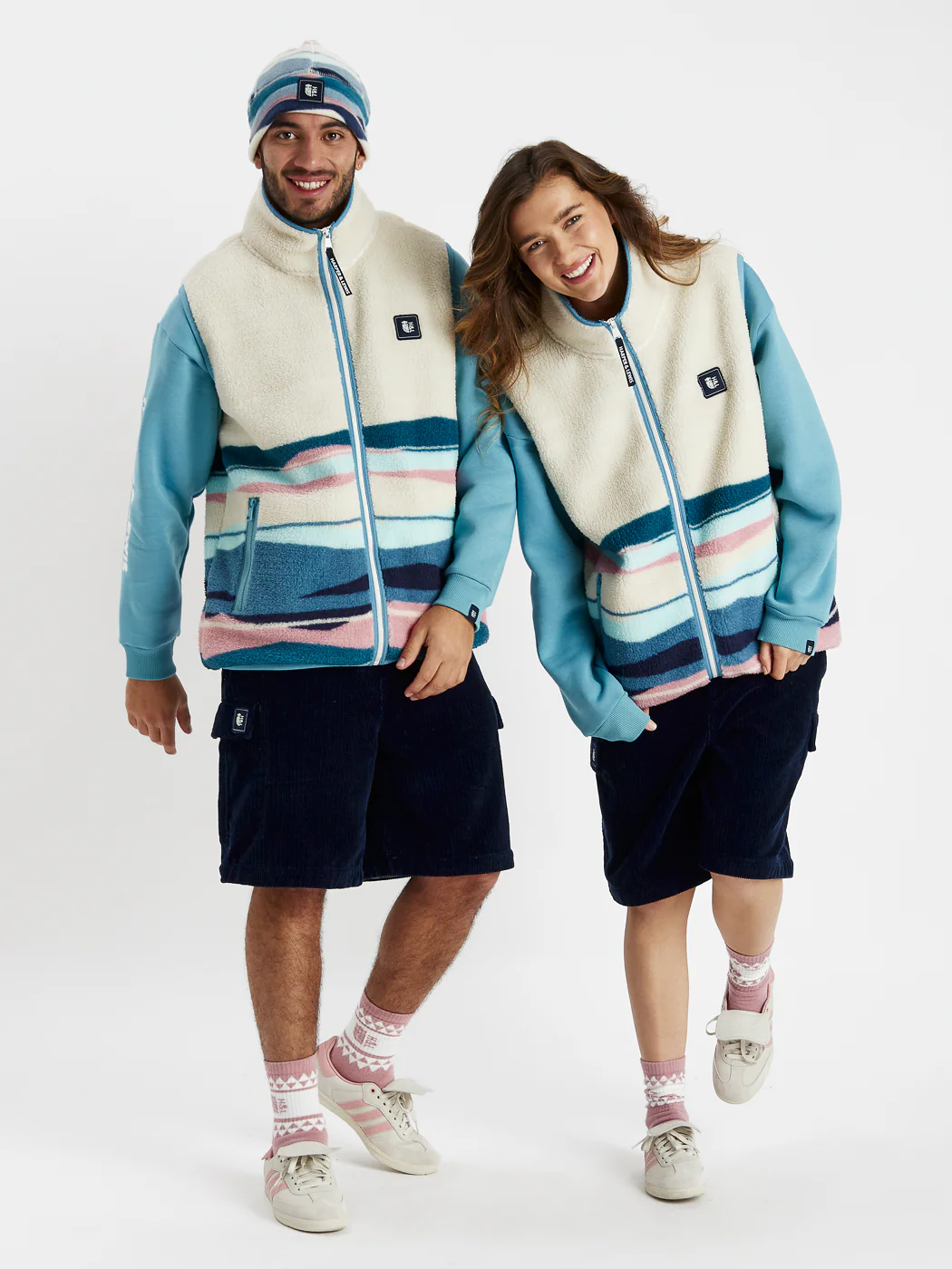 Emery Retro Pattern Sherpa Fleece Gilet - Harper & Lewis