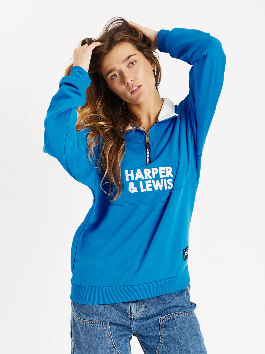 Sweet Pea 1/4 Zip Sweater Royal Blue - Harper & Lewis