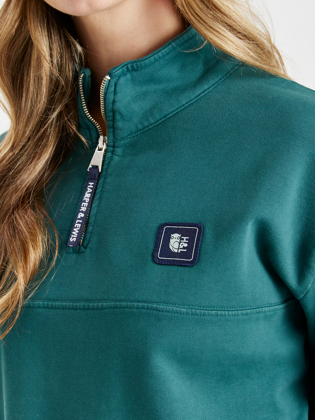 Lumi Cropped 1/4 Zip Sweater Dark Green - Harper & Lewis