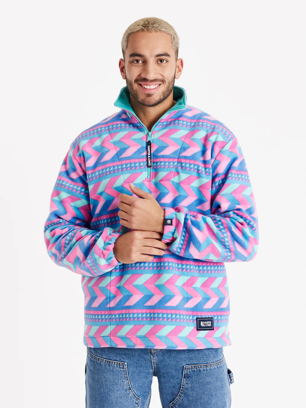 Alba Retro Pattern 1/4 Zip Fleece - Harper & Lewis