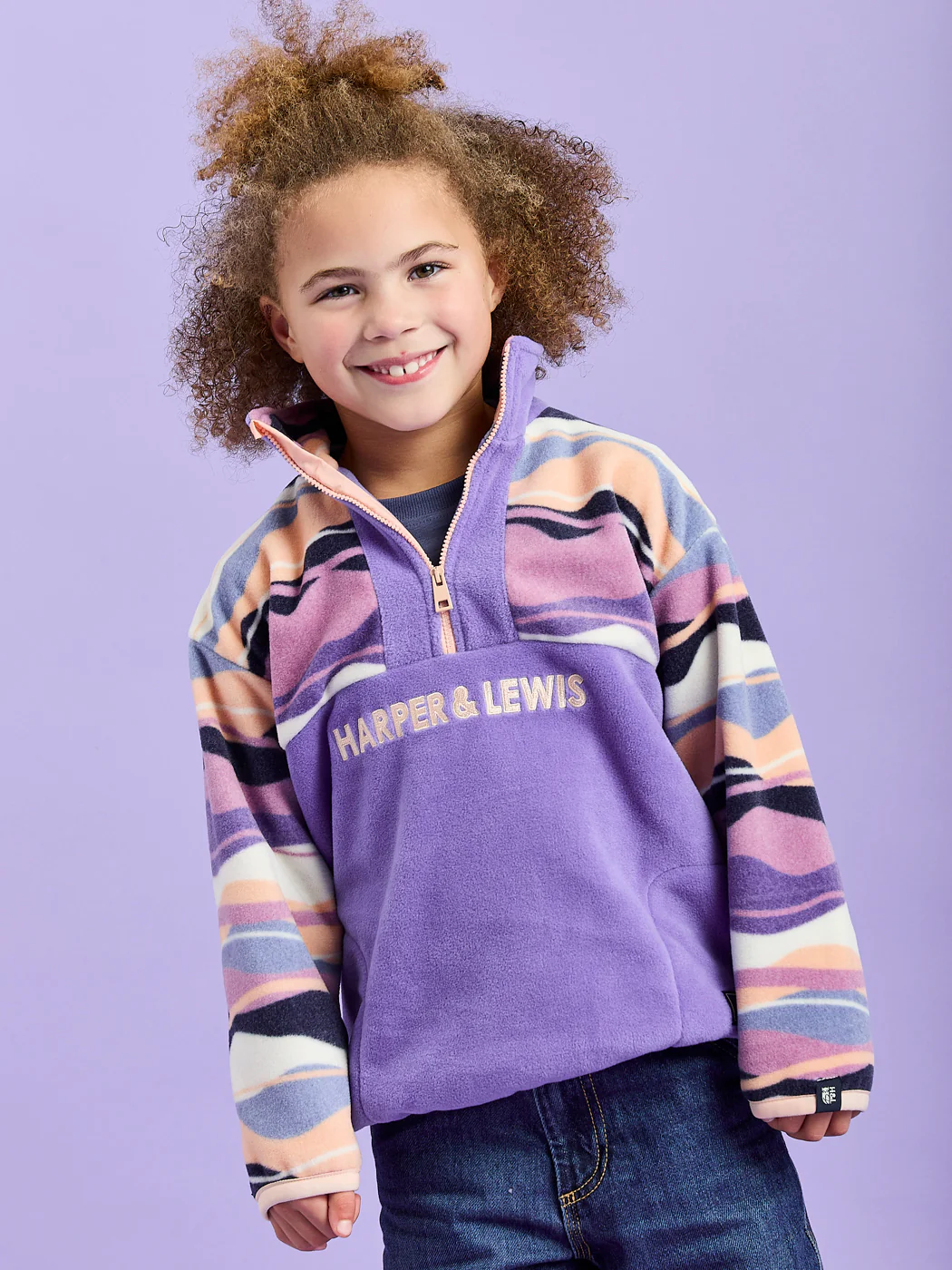 Kids Bodie Retro Pattern 1/4 Zip Fleece - Harper & Lewis