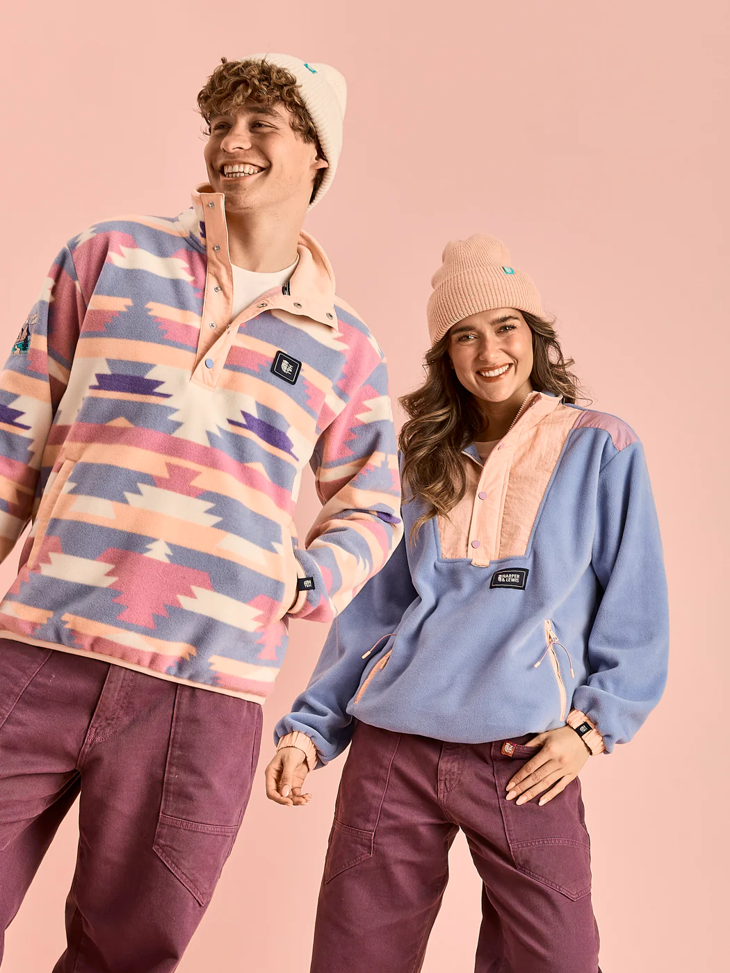 Tallow Retro Pattern Popper Neck Fleece - Harper & Lewis