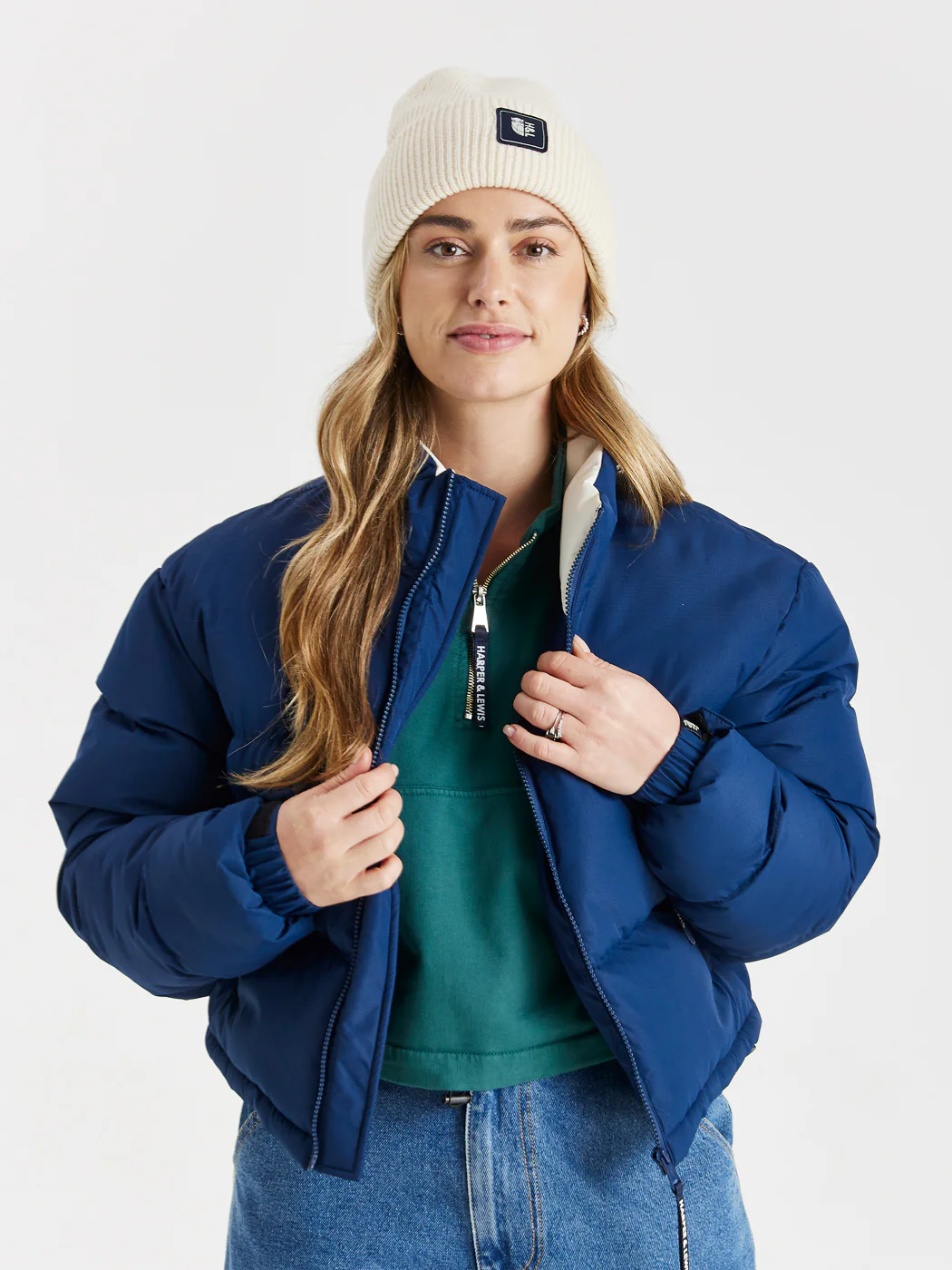 Lumi Cropped 1/4 Zip Sweater Dark Green - Harper & Lewis