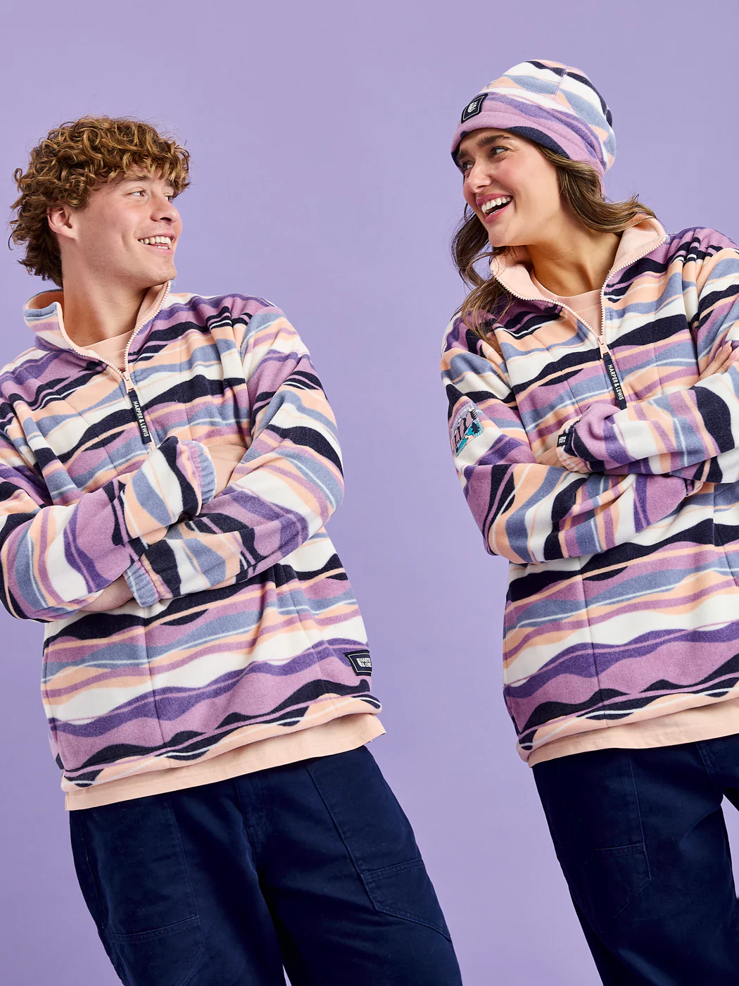 Raver Retro Pattern 1/4 Zip Fleece - Harper & Lewis