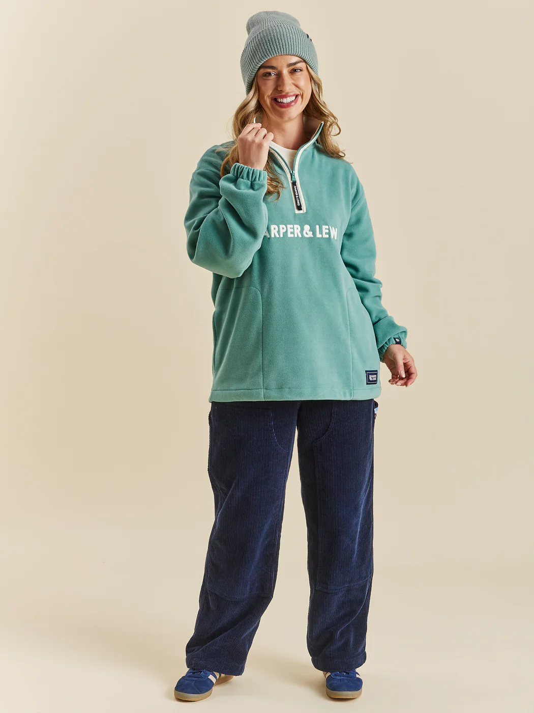 Ocean 1/4 Zip Fleece Sage - Harper & Lewis