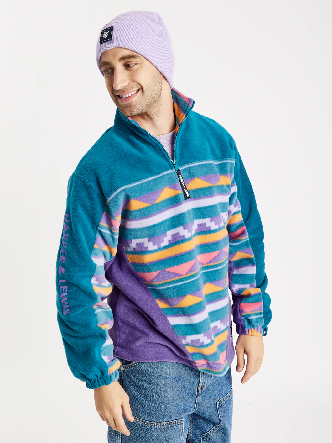 Abelia Retro Pattern 1/4 Zip Fleece - Harper & Lewis