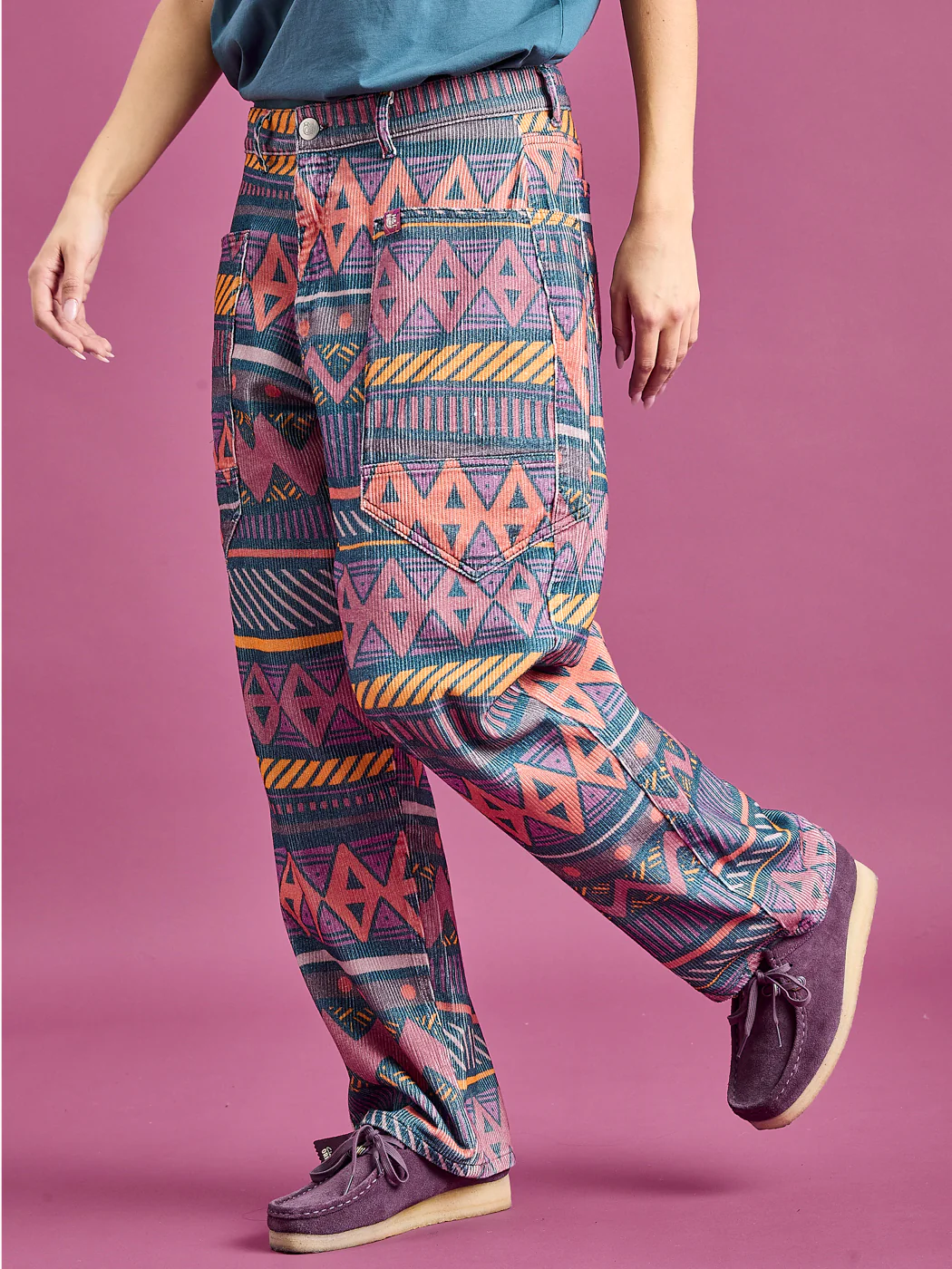 Darby Retro Pattern Corduroy Trousers - Harper & Lewis